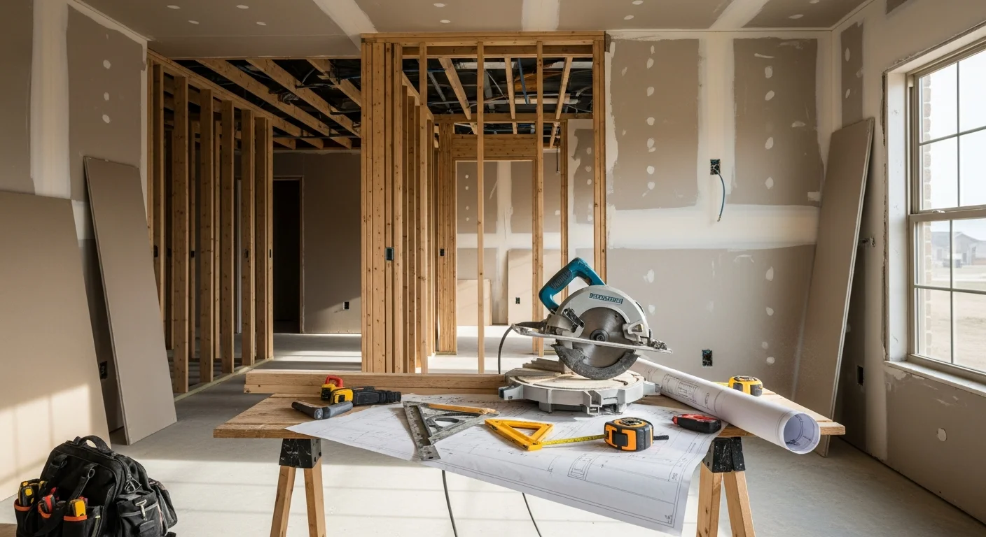 A remodeled interior room in an Amarillo, Texas home showing updated finishes, new flooring, and an open layout completed by Circle H Builders and Construction. The space reflects a full residential renovation suited to a Texas Panhandle single-family home.